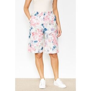 Athleta Savannah‎ Bermuda Shorts Floral Print Elastic Waist Women's Size M NEW
